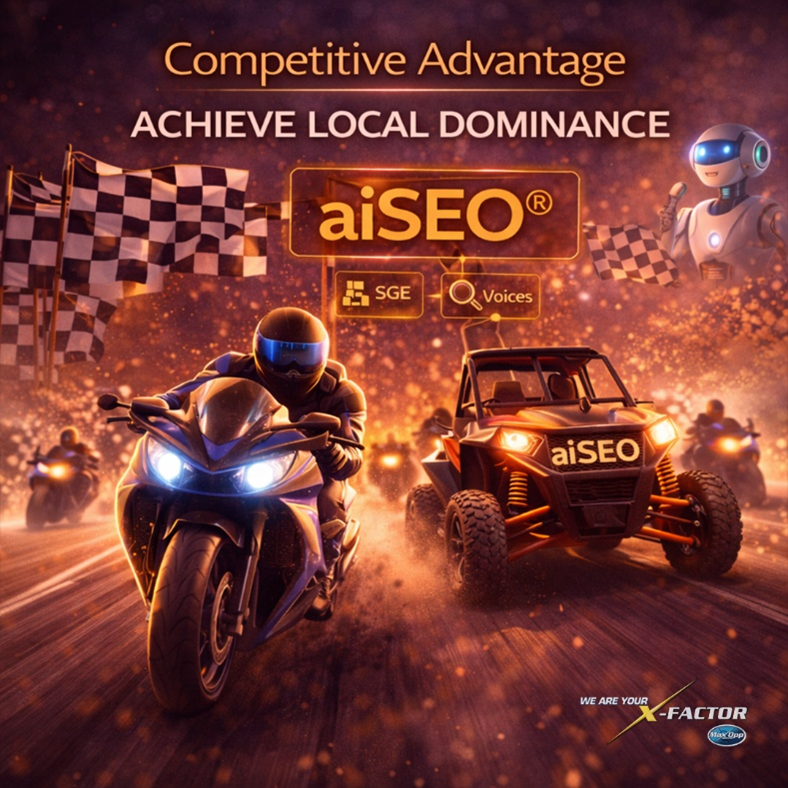 aiSEO competitive advantage image showing early adopters achieving local search dominance ahead of competitors
